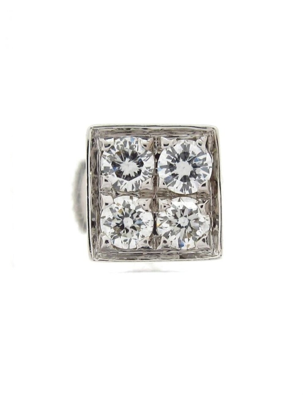 Bvlgari Earrings Lucia 18k White Gold Diamond One Side